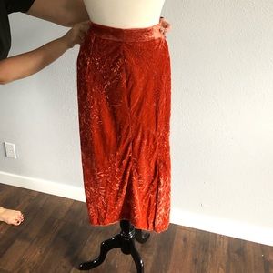 Anthropology Orange velvet pencil skirt